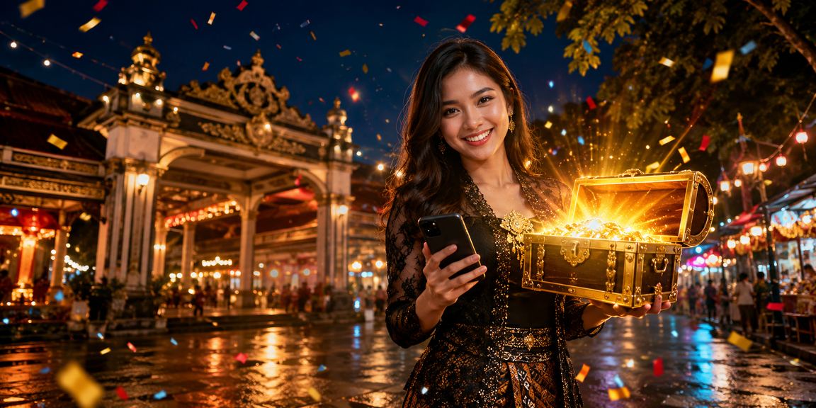 Pengguna memantau aktivitas referral lewat ponsel di pasar malam