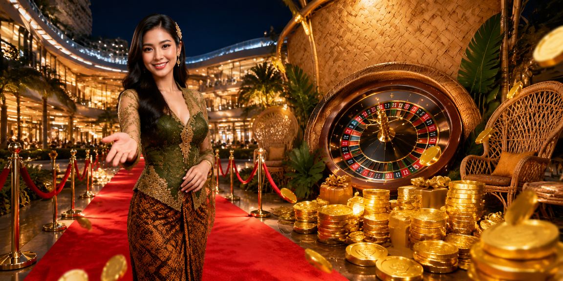 Meja roulette berputar di tengah suasana festival malam yang meriah